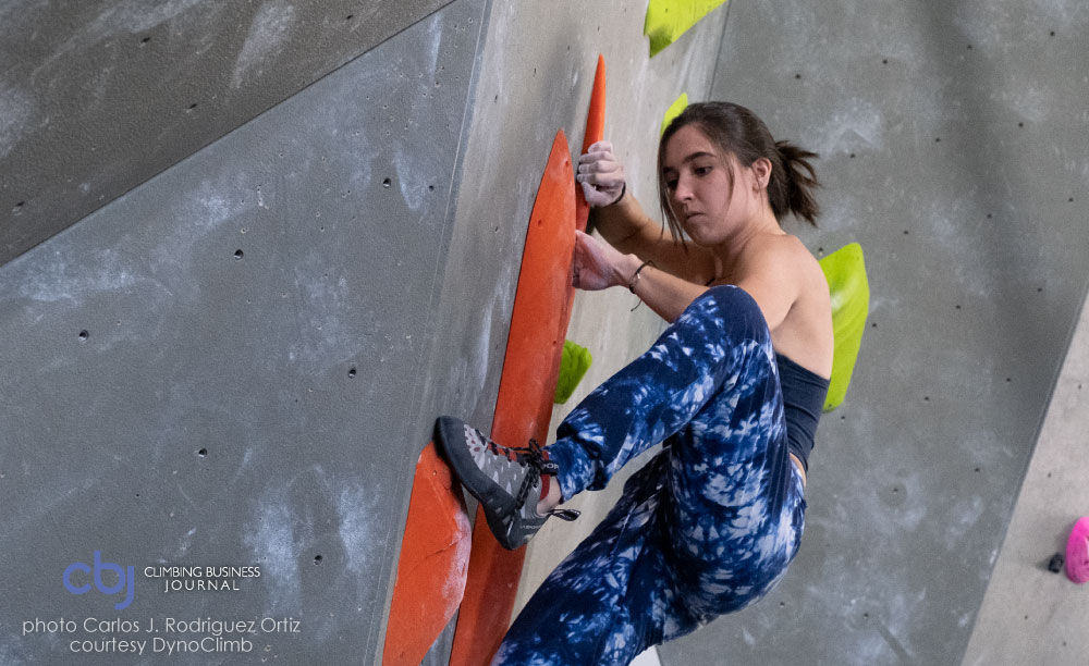 climber on orange holds