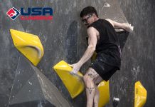 climber on yellow holds
