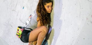 Brooke Raboutou climbing