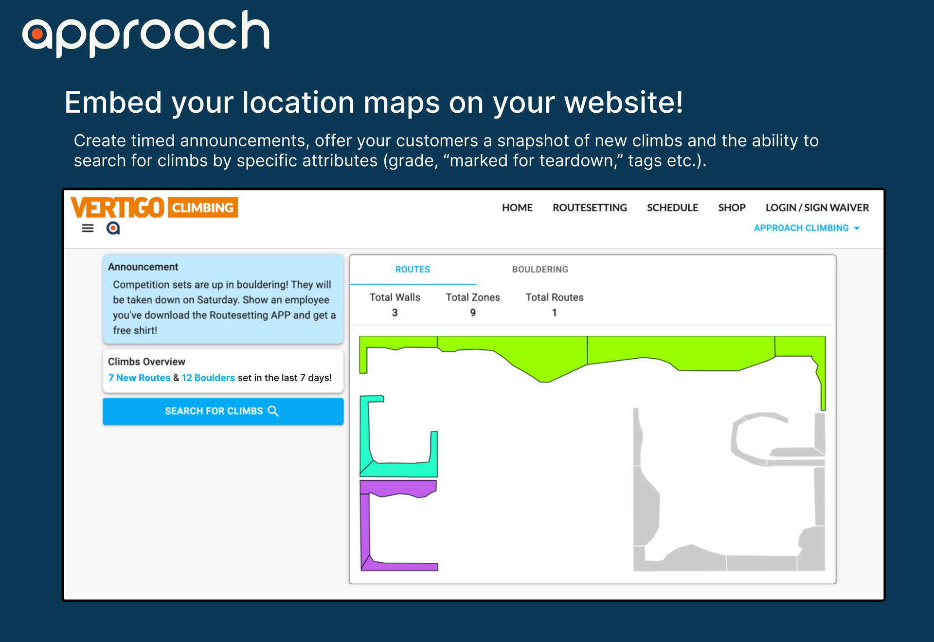 Embed your climb location maps on your website