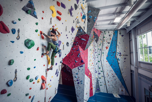 climber on sport wall