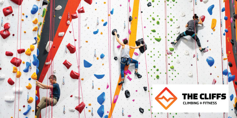 indoor climbers in a climbing gym