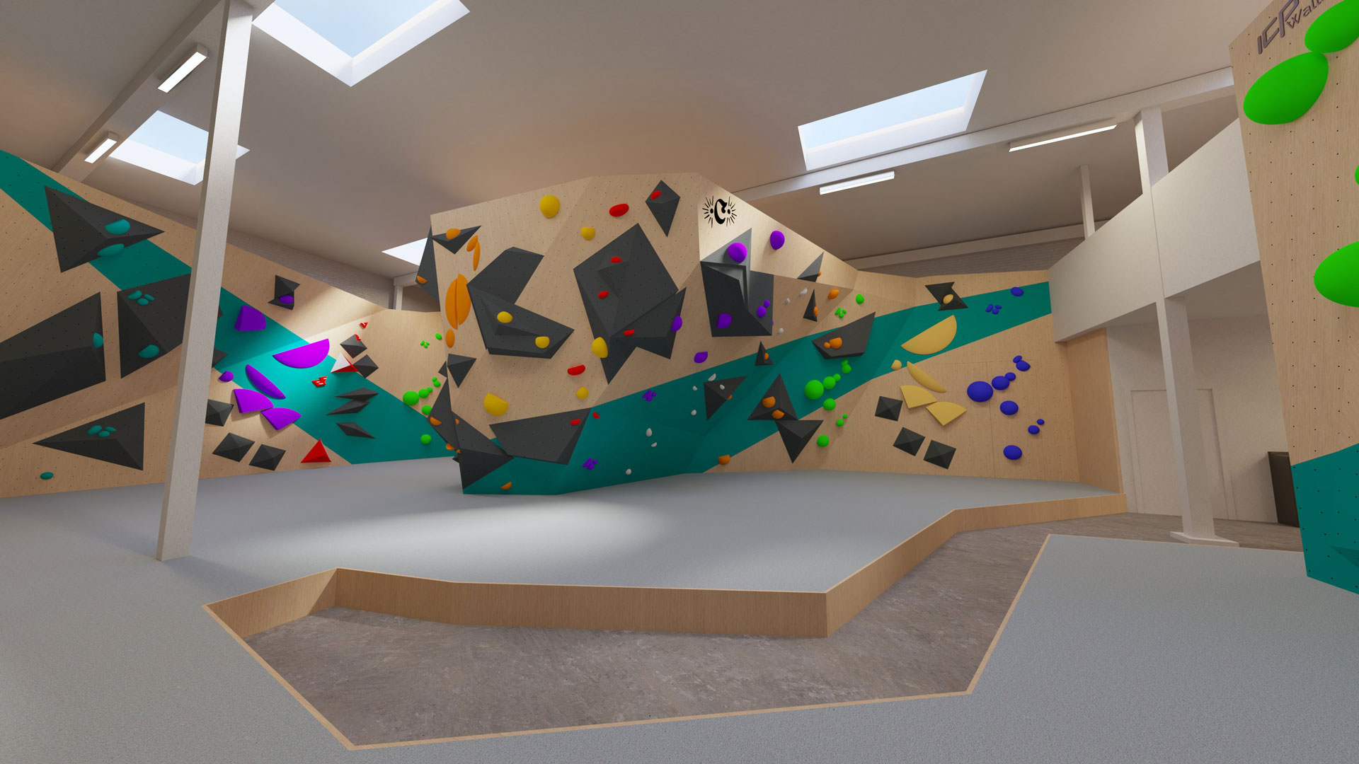 Planned bouldering walls and volumes at CCC