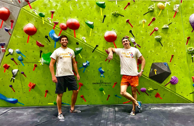 ClimbTime founders in the climbing gym