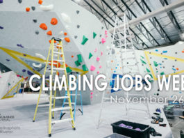 climbing gym with routesetting ladders