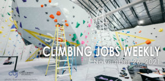 climbing gym with routesetting ladders