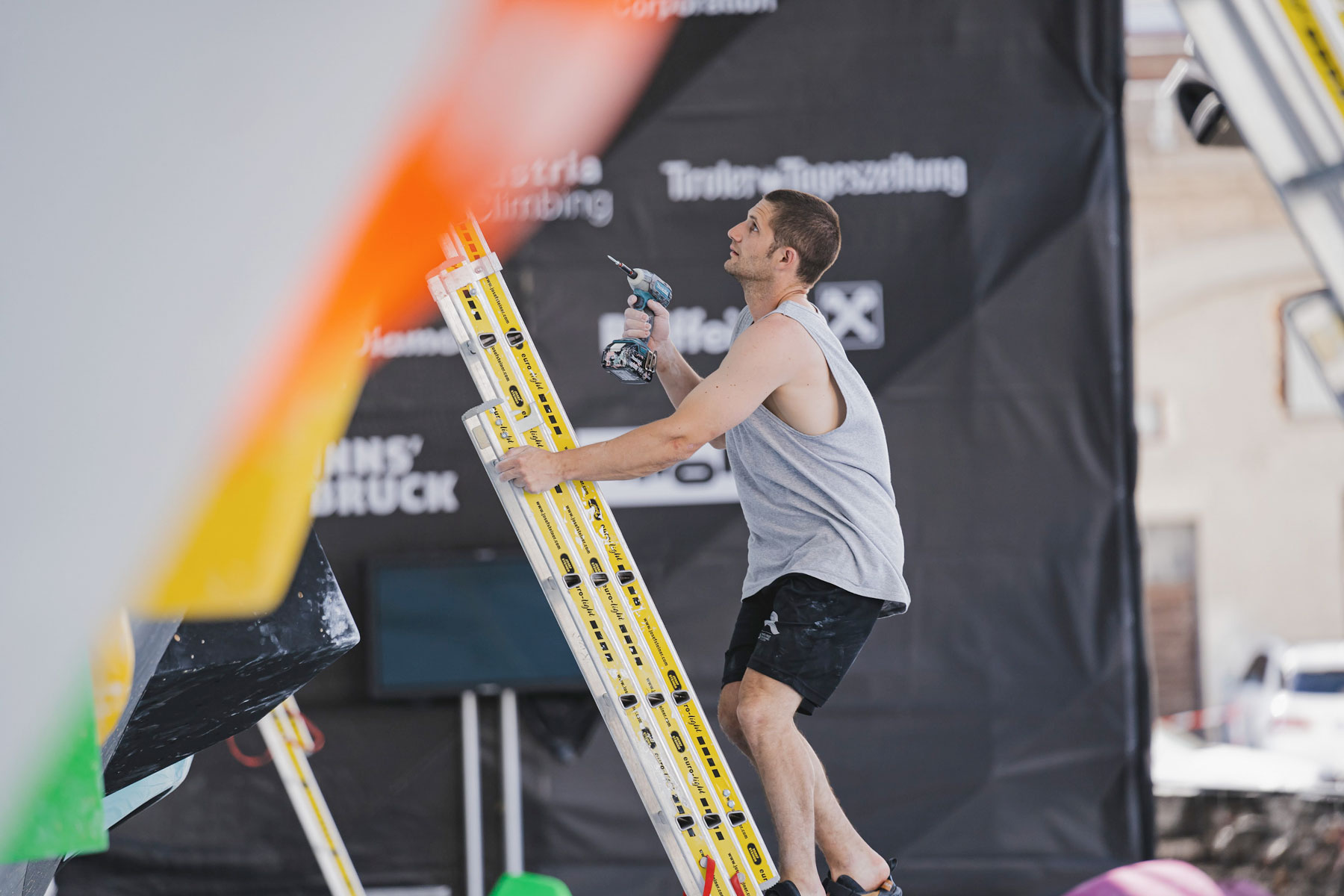 Gregor setting at an IFSC event
