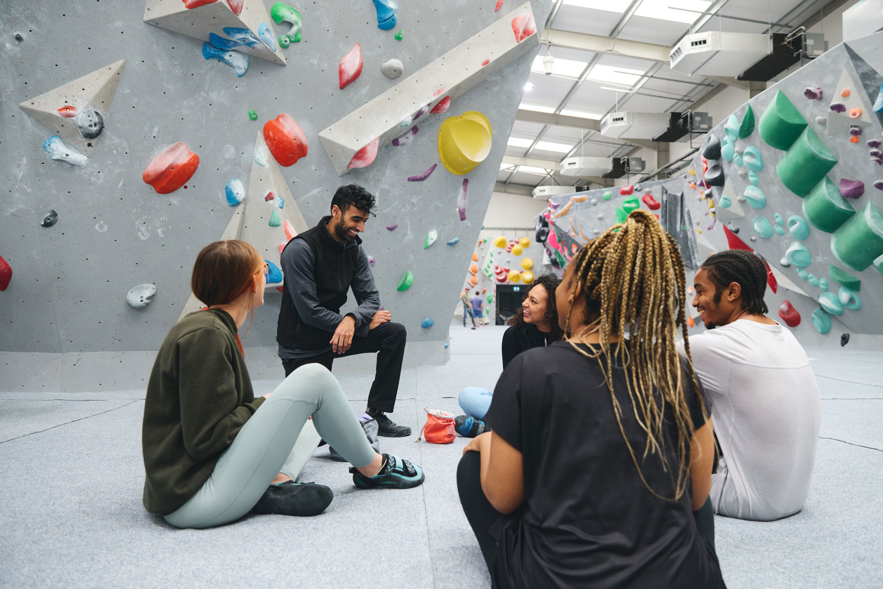 Socializing in a climbing gym