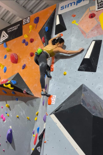 Holly Chen climbing at the Showdown