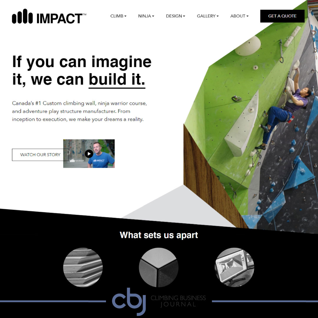 IMPACT Climbing website screenshot