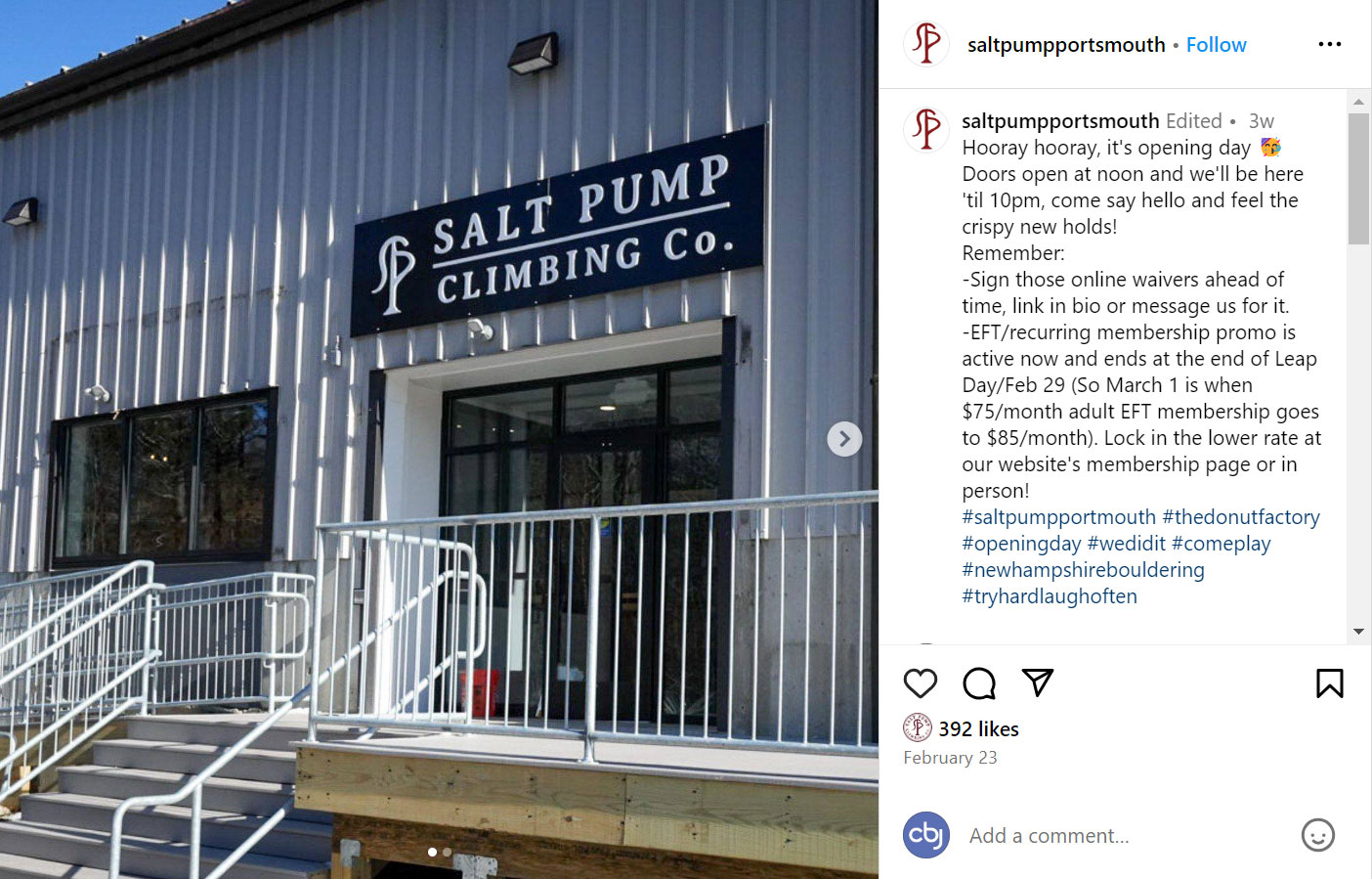 Salt Pump Portsmouth's grand opening post