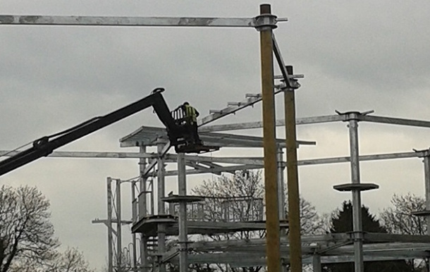 Walltopia workers accessed the roof of the structure from a cherry picker, according to the HSE.  Photo: Derby Telegraph.