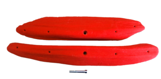 image of red climbing holds