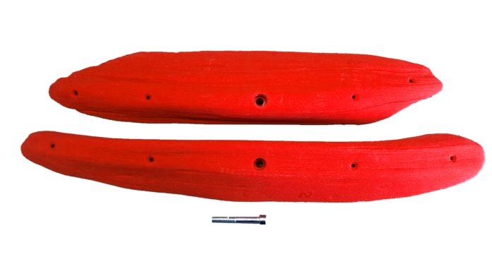 image of red climbing holds