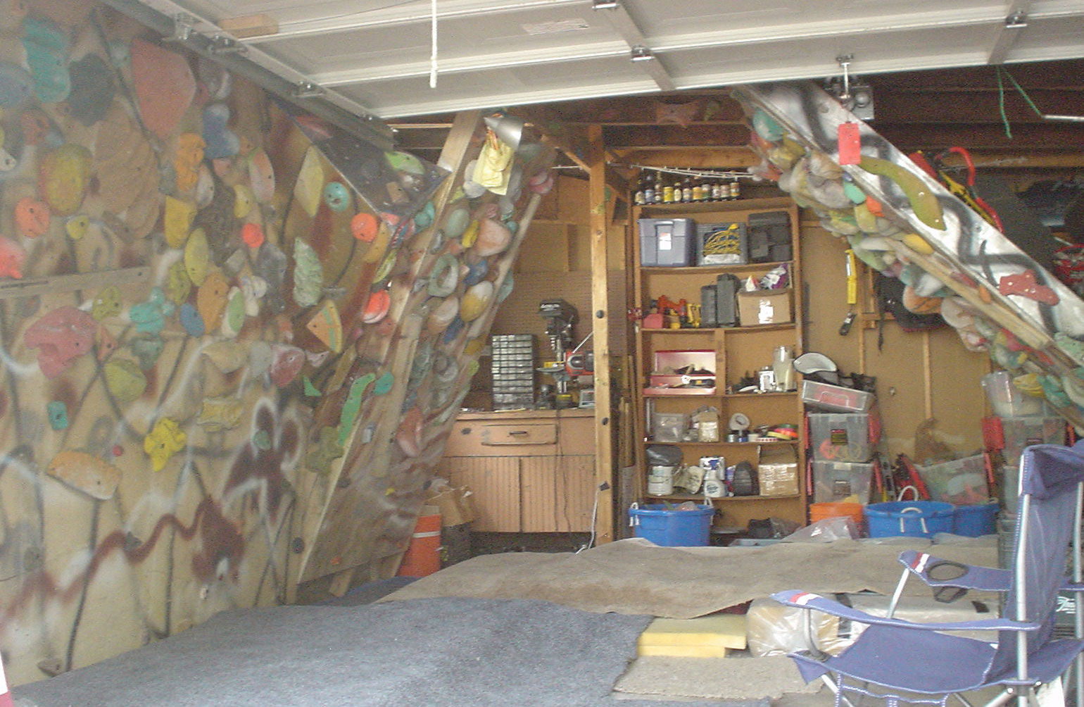 The Era of Home Climbing Walls - a home wall in a garage